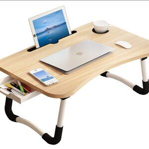 Share Lap Desk,Portable Laptop Desk Foldable Bed Table with Phone Stand and Cup